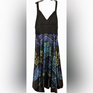 Signature by Sangria Black and Blue Patterned Party Dress- Ladies Size 6